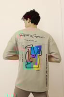 تيشرت اوفر سايز طبي بطبعة خلفية - Oversized T-shir...
