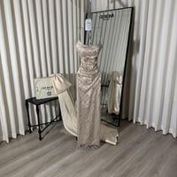 فستان سهرة بيج طويل كريستال فصوص | فستان مروم