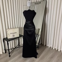 فستان سهرة اسود طويل باربي تفتة لمعة | فستان ريمين