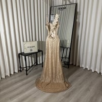 فستان سهرة ذهبي كرستال اصلي بشك كمبيوتر | فستان شي...