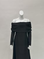 فستان سهرة ميدي ناعم لنن مخرم mt001