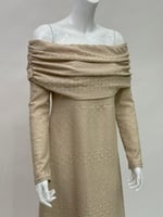 فستان سهرة ميدي ناعم لنن مخرم mt001