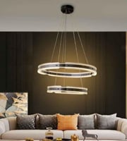 ثريا عصرية LED دائرية مزدوجة – (قاعدة ذهبية أو سود...