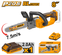 منشار جنزير لاسلكي 20 فولت – 8 بوصة مع بطارية وشاح...