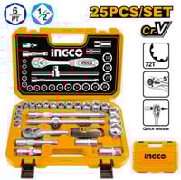 شنطة مفتاح صمولة نصف بوصة مع لقم 25 قطعة