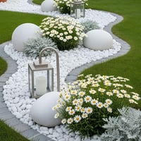 حصى أبيض طبيعي – حجم 10–12 سم للحدائق وأحواض النبا...