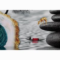 لوحة مودرن بإطارخشبي أسود