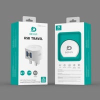 شاحن جداري IQ معزز للطاقة بمنفذين USB أبيض