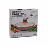 مقلاة سيراميك بني بغطاء زجاج مقاس 28سم