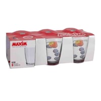 طقم كاسات عصير زجاج شفاف سادة 6حبة