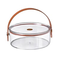 صينية تقديم اكرلك شفافة بغطاء ومقبض بني كبير