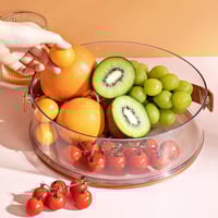 صينية تقديم اكرلك شفافة بغطاء ومقبض بني صغير