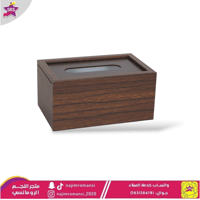 علبة مناديل خشب بني