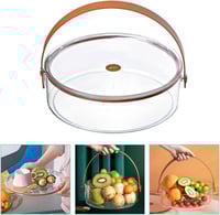 صينية تقديم اكرلك شفافة بغطاء ومقبض بني كبير