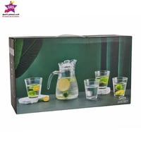 طقم جيك زجاج مع 4 اكواب مخطط