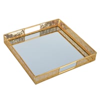 صينية تقديم ذهبي مربع للمناسبات