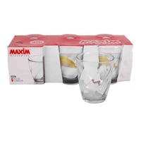 طقم كاسات عصير زجاج شفاف مقلم 6حبة