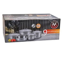 طقم قدور طهي ستانلس ستيل غطاء ستيل مستر كوك