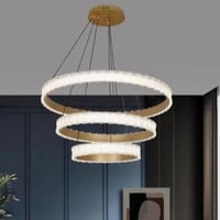 ثريا ليد 3 اضاءات 80+60+40 سم ذهبي / اسود