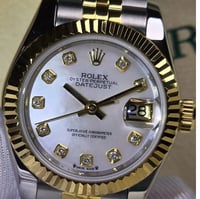 ساعه روليكس ستيل مع الماس صناعي وصدف مقاس 26mm