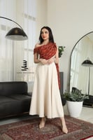 فستان بيج مع شيفون مطرز
