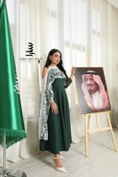 فستان اخضر بتطريز السعودية