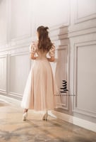 فستان بيج بتطريز كامل