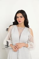 فستان فضي بتطريز كامل