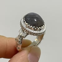 خاتم فضة رجالي بحجر در مسماري