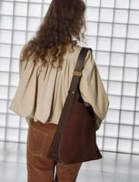 Edna Recycled Suede Tote Bag - Espresso Brown