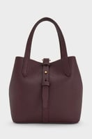 Beryl Recycled Leather Double-Handle Belted Bucket...