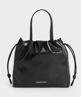 Mini Bethel Crinkle-Effect Ruched Drawstring Tote...