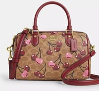 Rowan Satchel Bag In Signature Canvas With Cherry...
