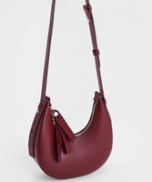 Carey Crescent Hobo Bag - Burgundy