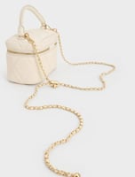 Arwen Quilted Top Handle Vanity Bag - Cream