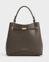 Sybill Geometric Bucket Bag - Dark Moss