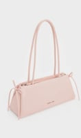 Hazel Bow Elongated Trapeze Shoulder Bag - Soft Pi...