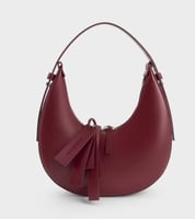 Carey Crescent Hobo Bag - Burgundy