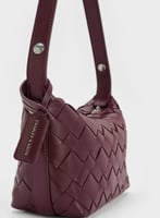 Ivette Woven Shoulder Bag - Wineberry Red
