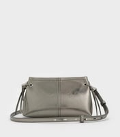 Noane Metallic Top Handle Bag - Pewter