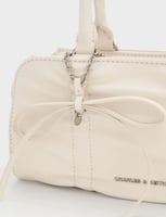 Kadee Ruched Bow-Charm Bowling Bag - Cream