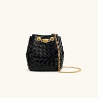 Yara Hand-Woven Bucket Bag - BLACK