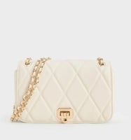 Arwen Diamond-Quilt Shoulder Bag - Cream