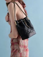 Julia Quilted Two-Way Bucket Bag - Black