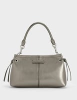 Noane Metallic Top Handle Bag - Pewter