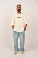 تيشرت اوفر سايز ابيض الكوكب