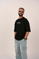 تيشرت اوفر سايز لون اسود I6N