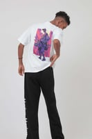 تيشرت اوفر سايز ابيض بطبعة فتى الساموراي S-155