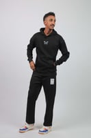 هودي اوفر سايز اسود بطبعة .