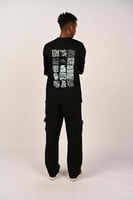 تيشرت اوفر سايز اسود بطبعة خطوط